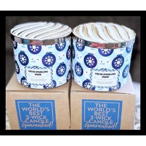 Lot of 2 Bath & Body Works Fresh Sparkling Snow Large 3-Wick Candle 14.5oz
